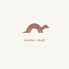 Ferret silhouette logo. Vector abstract minimalistic illustration veterinary. Mink icon. Pet, pet shop, zoo, clinic vector flat style logotype modern.