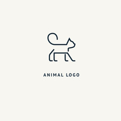 Cat silhouette logo. Vector abstract minimalistic illustration veterinary. Kitten icon. Pet, pet shop, zoo, clinic vector flat style logotype modern.