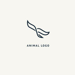 Bird silhouette logo. Vector abstract minimalistic illustration flying fowl. Pigeon icon. Zoo, pet shop, farm, bird feather, wild nature vector flat style logotype modern.