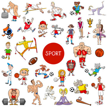 cartoon people and sports large set