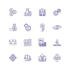 Business and money icons. Set of line icons on white background. Money, banknotes, purse. Vector illustration can be used for topics like economy, banking