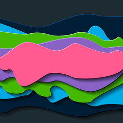 Abstract paper cut background. Colorful vector illustration with 3d effect.