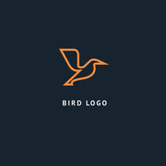 Bird silhouette logo. Vector abstract minimalistic illustration flying fowl. Pigeon icon. Zoo, pet shop, farm, bird feather, wild nature vector flat style logotype modern.