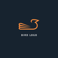 Obraz premium Bird silhouette logo. Vector abstract minimalistic illustration flying fowl. Pigeon icon. Zoo, pet shop, farm, bird feather, wild nature vector flat style logotype modern.