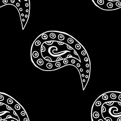 paisley seamless pattern, hand drawn indian cucumber, sketch