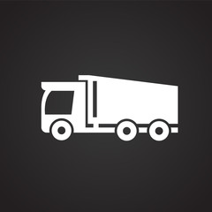Cargo truck on black background icon