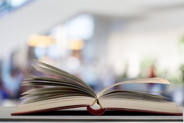 Open book on   table,close up
