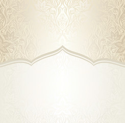 Wedding Floral decorative vintage mandala Background Ecru Bege pale wallpaper pattern design with golden copy space