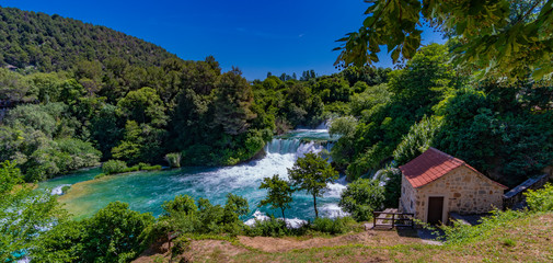 Fototapeta na wymiar Wasserfall im Krka Nationalpark/ Kroatien