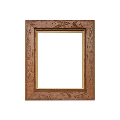 Rectangular wooden picture frame on an isolated white background.