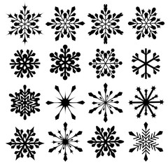 Snowflakes vector collection. Winter snow icons. New Year and Christmas decorations.