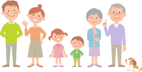 六人家族　横並び