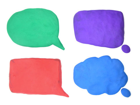 plasticine speech bubble isolated on white - Powered by Adobe