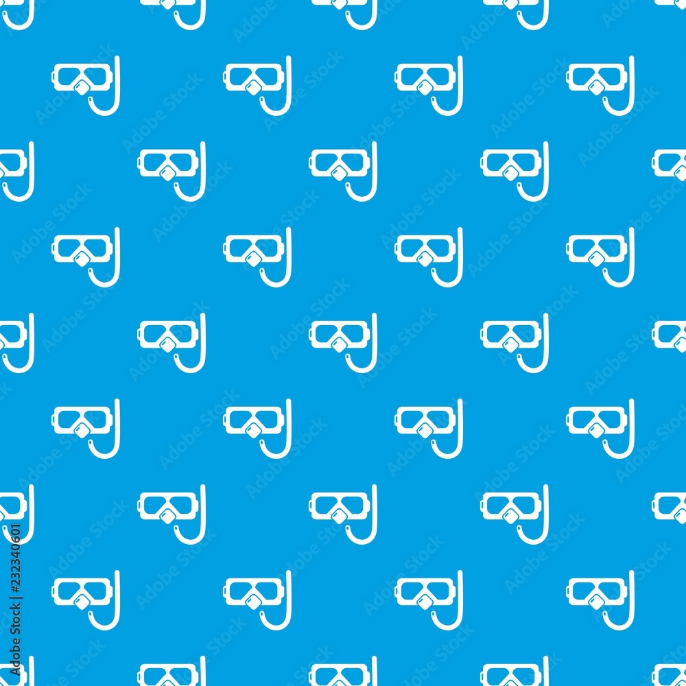 Poster diving mask snorkel pattern vector seamless blue repeat for any use