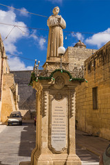 Fototapeta na wymiar Rabat, Malta. Statue of Saint Francis