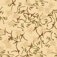 UFO military camouflage seamless pattern in different shades of beige, brown and green colors