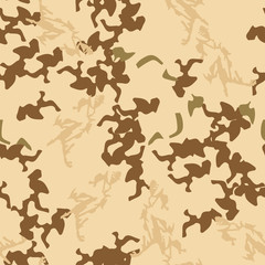 UFO military camouflage seamless pattern in different shades of beige, brown and green colors