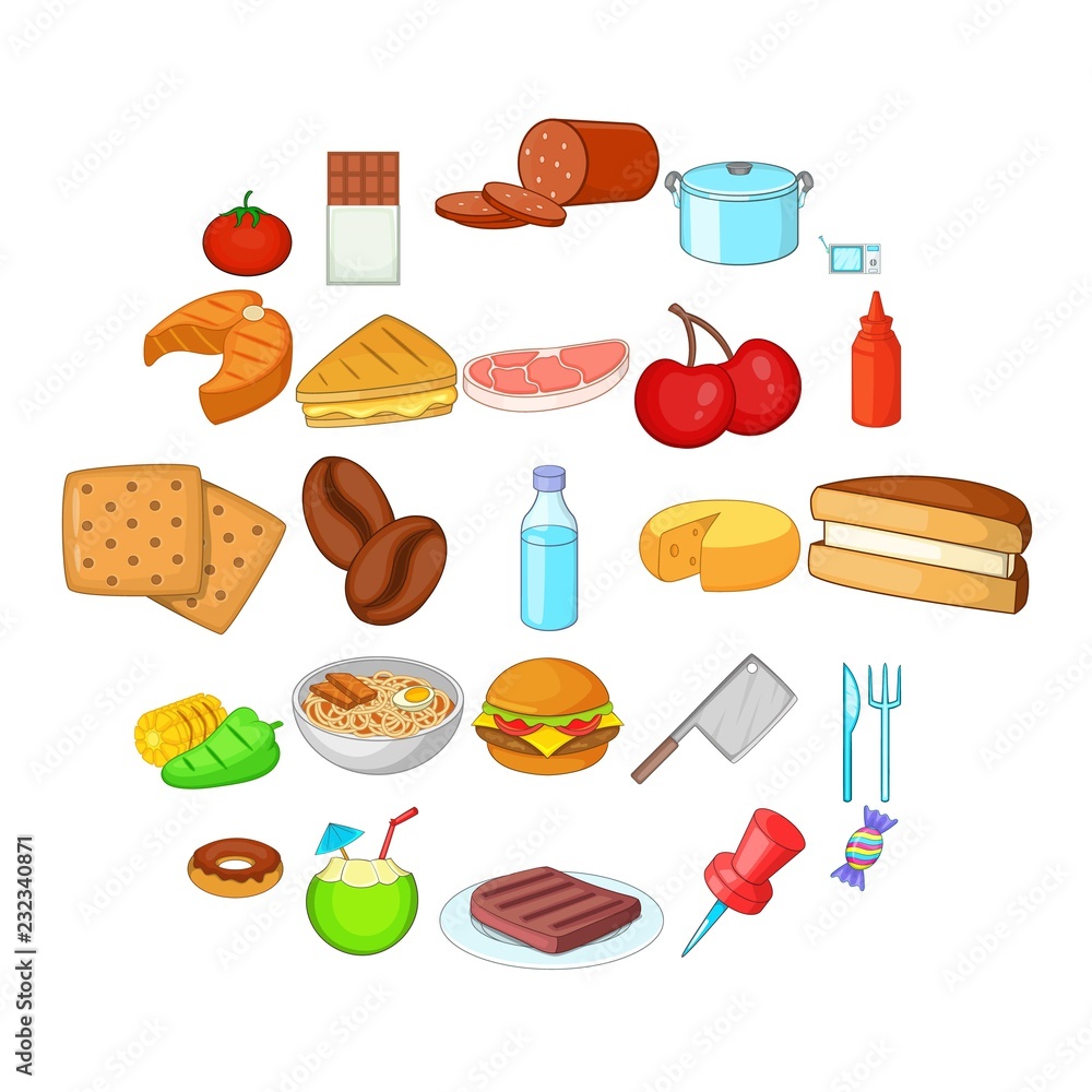 Poster useful icons set. cartoon set of 25 useful vector icons for web isolated on white background