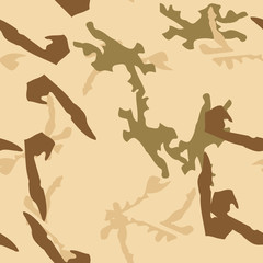 UFO military camouflage seamless pattern in different shades of beige, brown and green colors