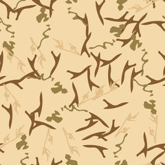 UFO military camouflage seamless pattern in different shades of beige, brown and green colors