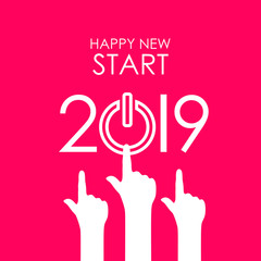 Happy new start 2019 greeting card