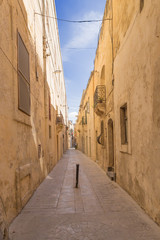 Fototapeta na wymiar Rabat, Malta. Narrow medieval street