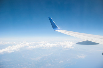 Fototapeta na wymiar Aerial view of an aircraft wing