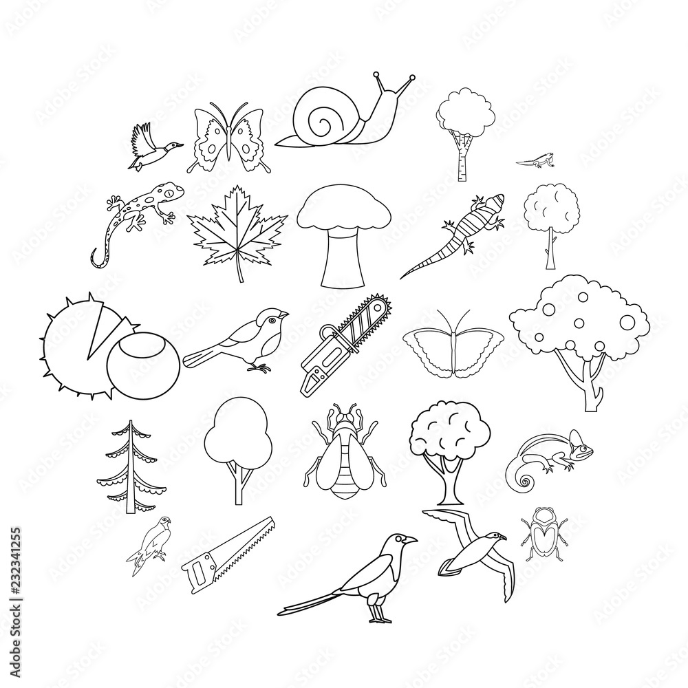 Poster arboraceous icons set. outline set of 25 arboraceous vector icons for web isolated on white backgrou