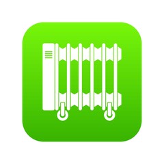 Oil electric heater on wheels icon digital green for any design isolated on white vector illustration