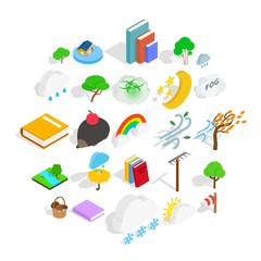 Woodland icons set. Isometric set of 25 woodland vector icons for web isolated on white background