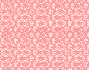 Abstract geometric pattern with bitcoin. A seamless background. White and pink ornament. Graphic modern pattern. Simple lattice graphic design.