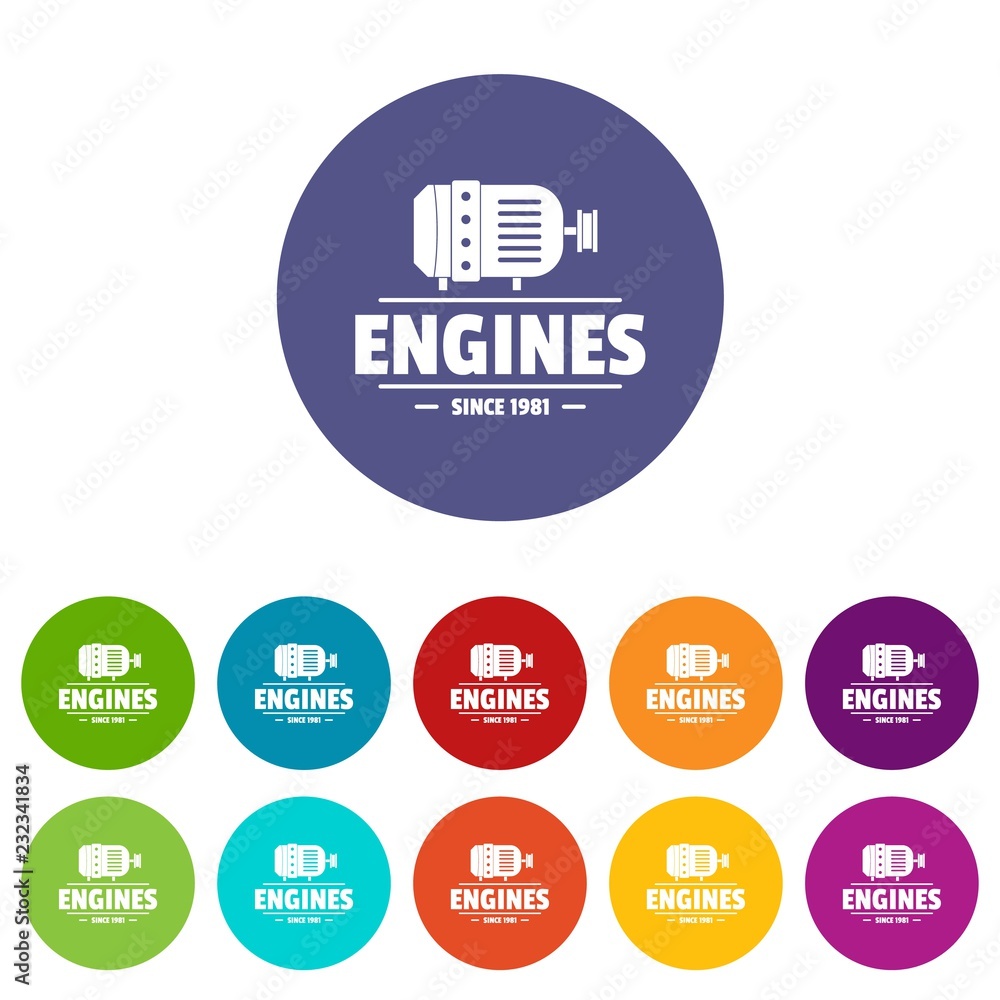 Poster engine icons color set vector for any web design on white background