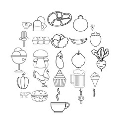 Chow icons set. Outline set of 25 chow vector icons for web isolated on white background