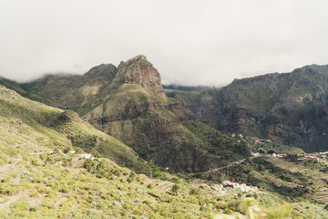 Mountains on tenreife with clouds