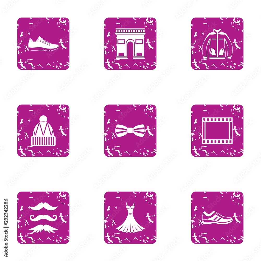 Poster stylish attitude icons set. grunge set of 9 stylish attitude vector icons for web isolated on white 