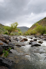 wadi with big beautiful stones in mountains