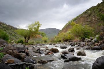 wadi with big beautiful stones in mountains