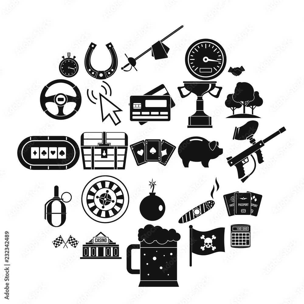 Poster game of chance icons set. simple set of 25 game of chance vector icons for web isolated on white bac