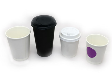 disposable paper cups, trash, separated collection of waste products