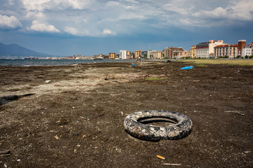 Rubbish on the beach in castellammare di stabia, Italy - 232342874