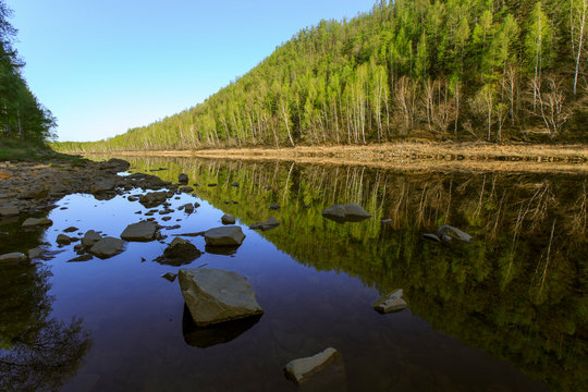 Tynda Town and Tynda River in Blagoveshensk Region in Siberia in Far East of Russia