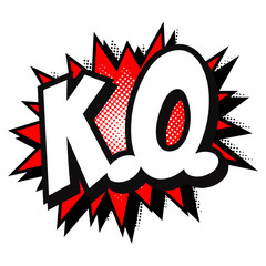 K.O. Comics book text balloon, vector red halftone