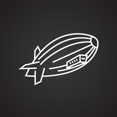Airship thin line on black background icon