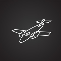 Fototapeta na wymiar Plane on black background icon