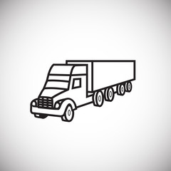 Cargo truck thin line on white background icon
