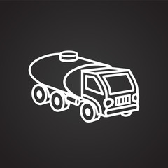 Water transportation truck thin line on black background icon