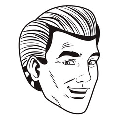 pop art man face black and white