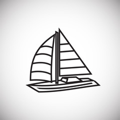 Sail boat yacht thin line on white background icon