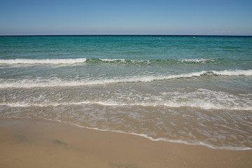 Blue sky landscape without clouds spreading on the sea in the late spring