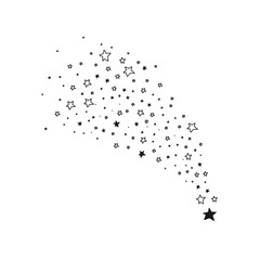 Falling Star Vector. Abstract illustration. Black Star with on White Background. Meteoroid, Comet, Asteroid, Stars